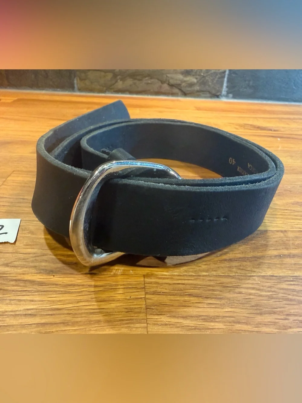 Men’s Black Leather Belt with Silver Buckle (022)
